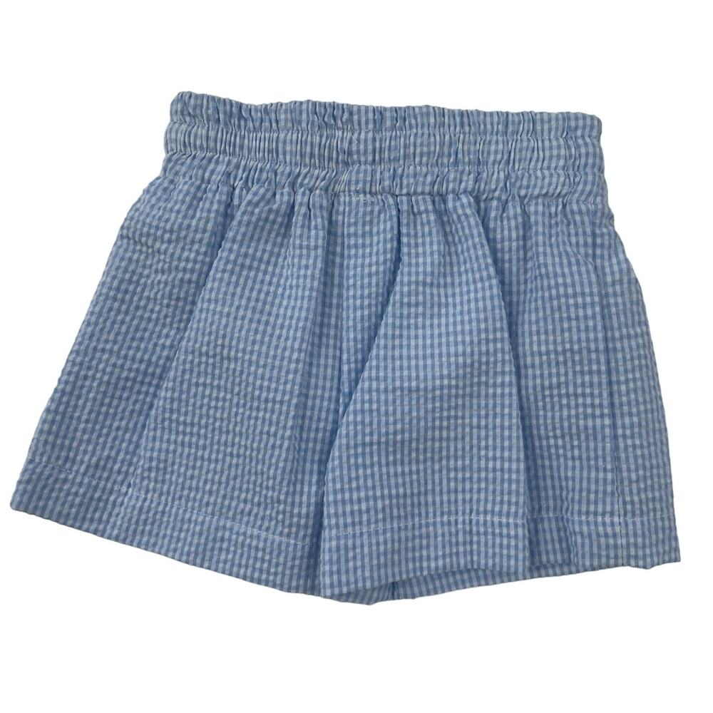 Color Works Boys Blue & White Gingham Print Seersucker Pull On Trunks 3M